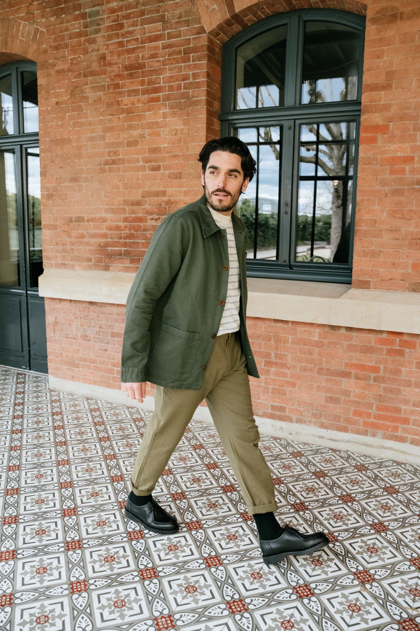 Pantalon droit vert olive en coton bio - green light travel pants olive green, Thinking Mu, photo 6