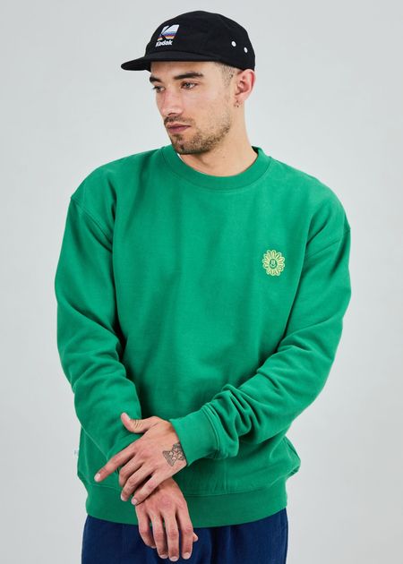 Sweat oversize en coton bio | vert "Asis percales daisy sweatshirt green" - Brava Fabrics