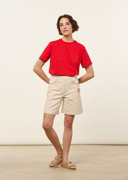 Short en coton bio | écru "pannacota luisa shorts" - Thinking Mu