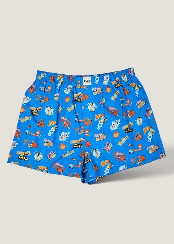 Caleçon à imprimés en coton bio | bleu "Summer ice cream boxer - blue", Brava Fabrics