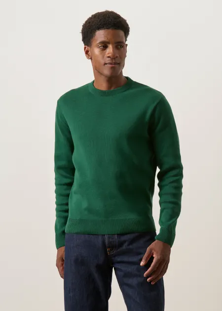 Pull interlock en coton bio |  vert forêt, WeDressFair
