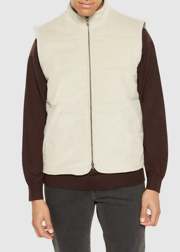 Veste sans manches en coton bio et matière recyclée | écru "11-wales corduroy vest light feather gray", Knowledge Cotton Apparel