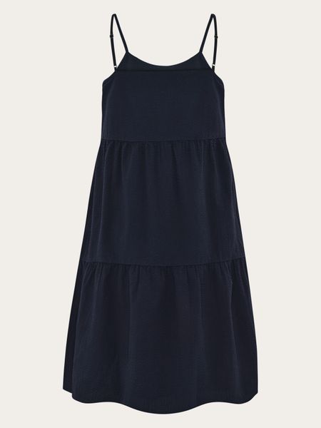 Robe seersucker en coton bio | marine "strap dress - night sky"