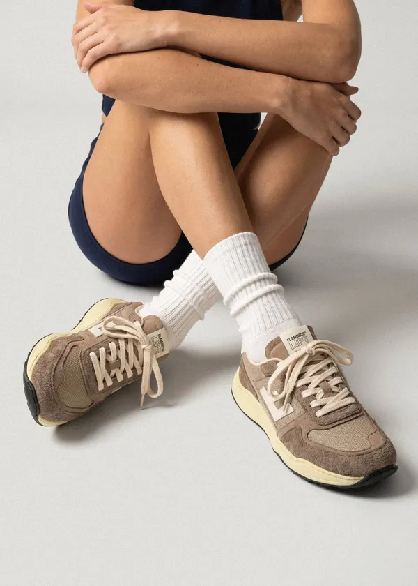 Baskets barefoot en cuir certifié | marron "Zero drop taupe vanilla", Flamingos Life
