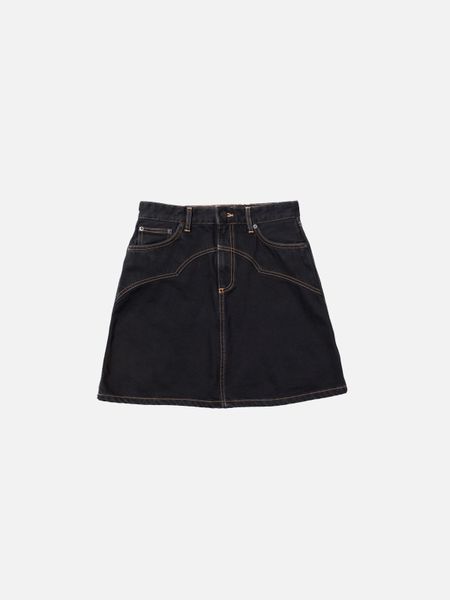 Jupe en jean à surpiqûres de coton bio | noire "molly western denim skirt black"