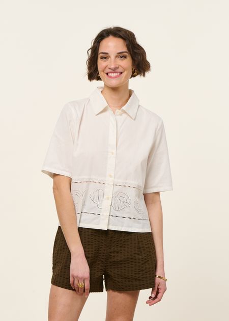 Chemise manches courtes en coton bio | blanc "white vainica ane blouse"