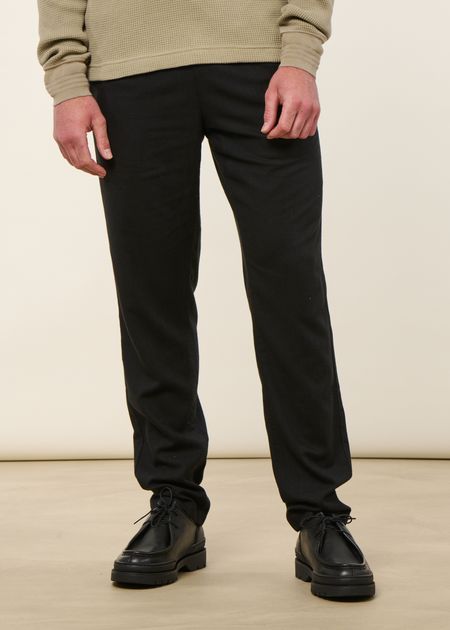 Pantalon droit en lyocell et lin bio | noir "Tim linen-mix pant vegan - black jet", Knowledge Cotton Apparel, photo 4