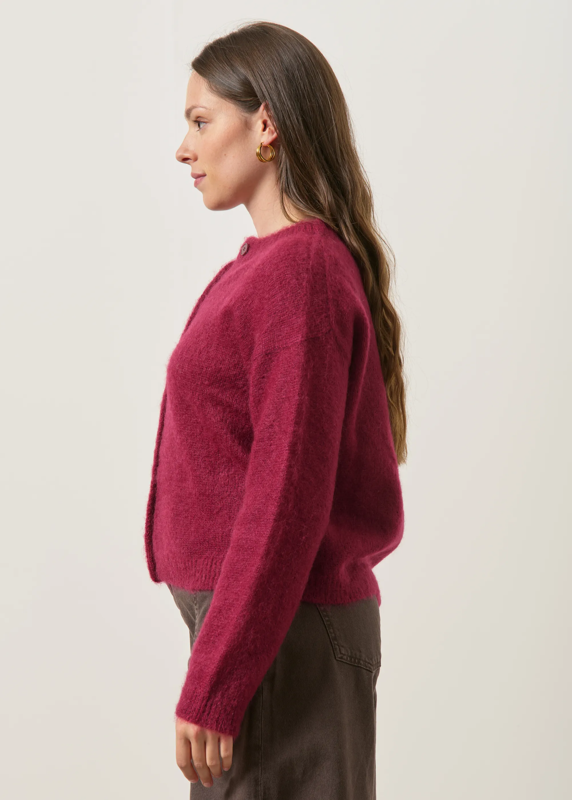 Gilet en mohair certifié | aubergine "moha", WeDressFair, photo 3
