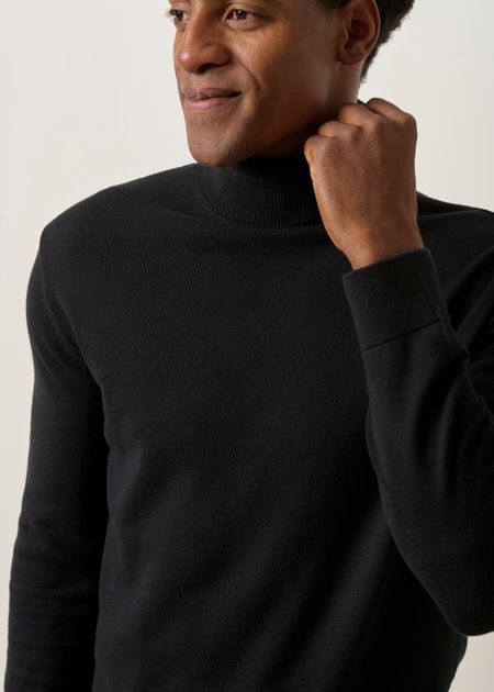Pull col roulé en coton bio | noir - WeDressFair