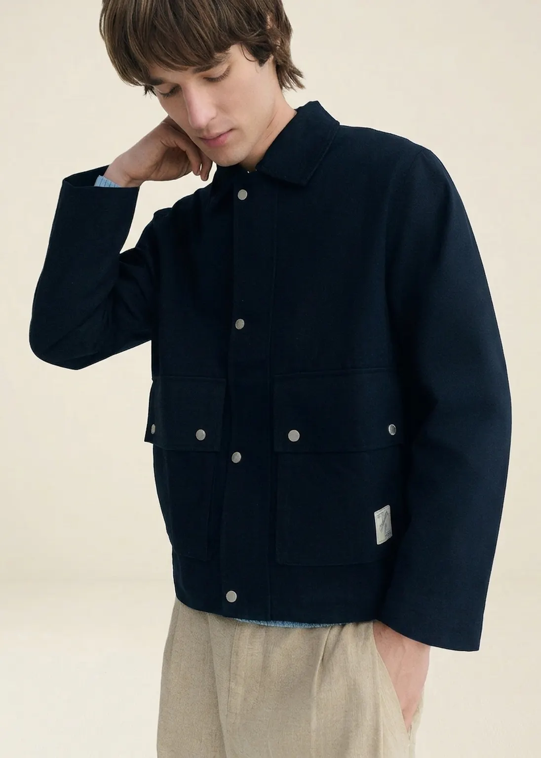 Veste en coton bio | marine "navy callum jacket", Thinking Mu, photo 2