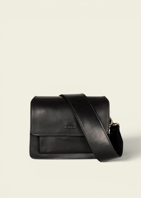 Sac à main bandoulière en cuir certifié | noir "harper mini black classic leather" - O My Bag