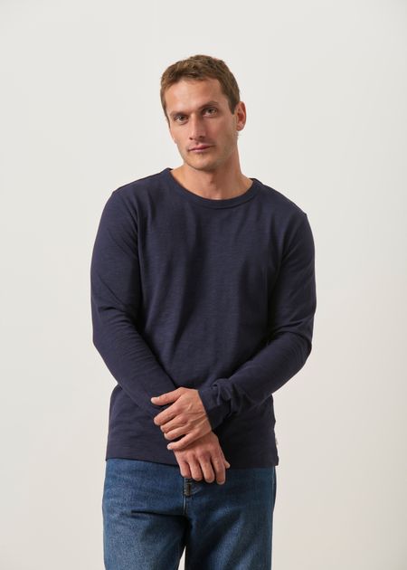 Langarmshirt aus Bio-Baumwolle | Blau "slub long sleeve t-shirt night sky", Knowledge Cotton Apparel