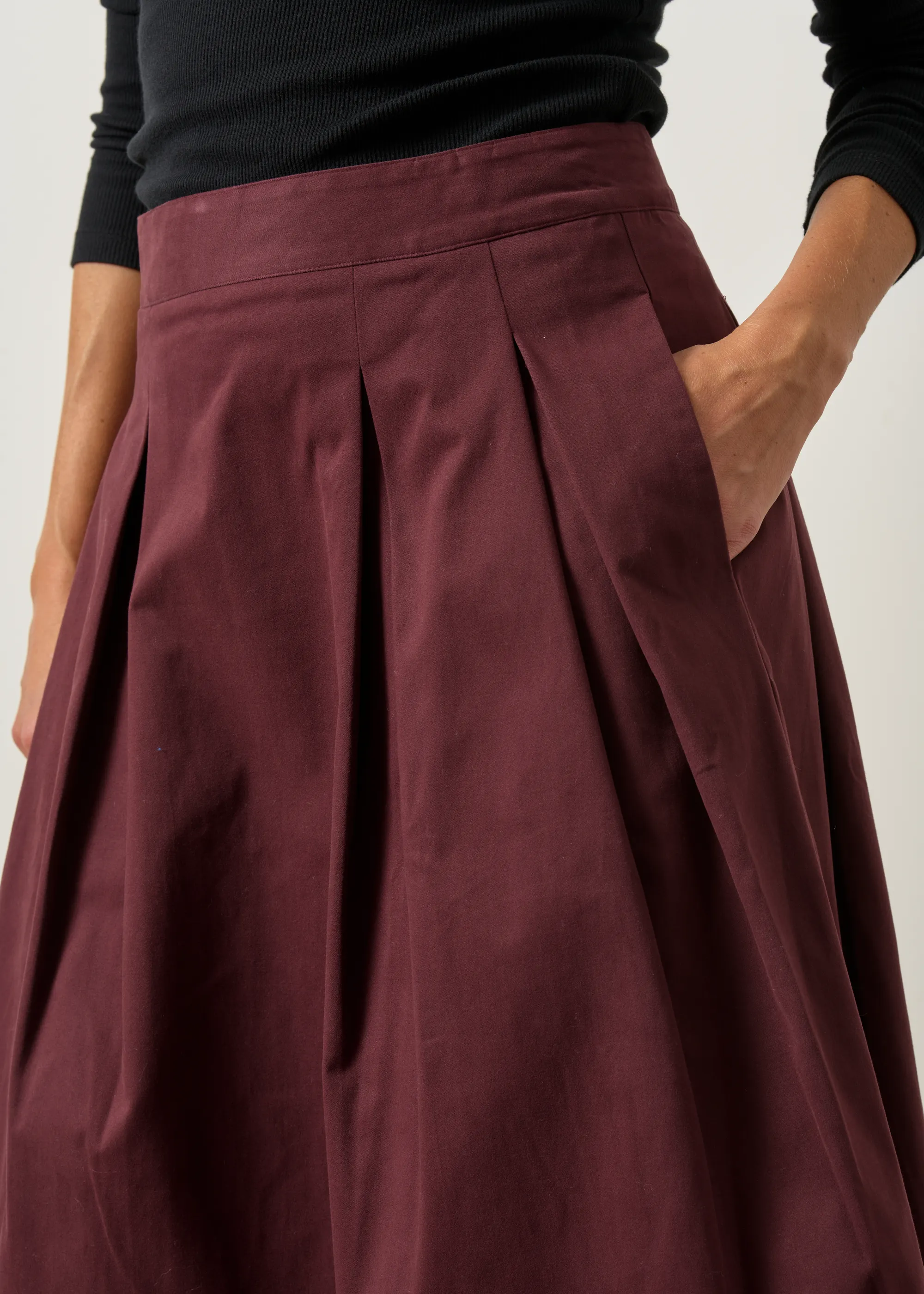 Jupe midi évasée en coton biologique | marron "eloisa - chocolat", SKFK, photo 5