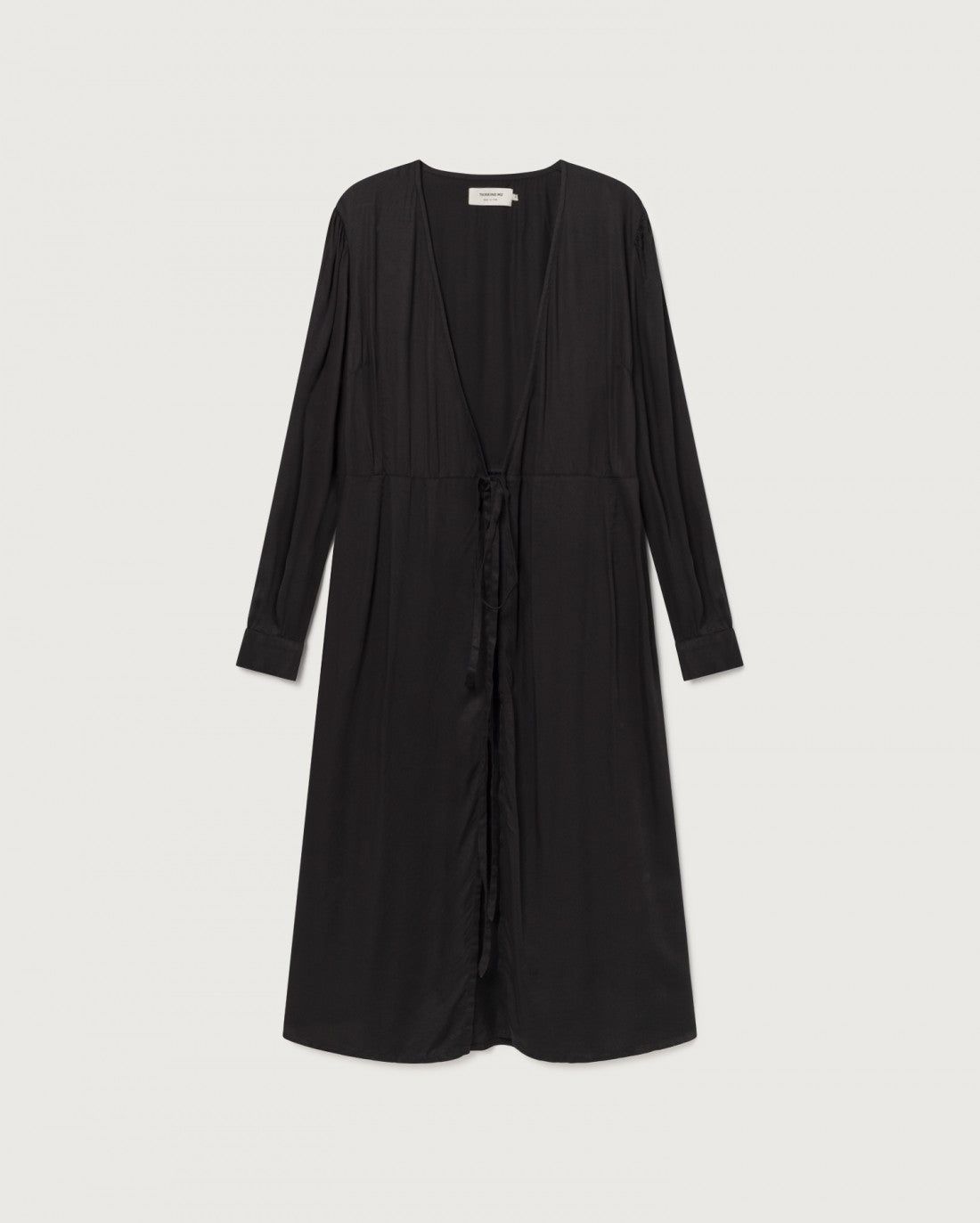 Robe cache-coeur noire en tencel - camille black, Thinking Mu, photo 5