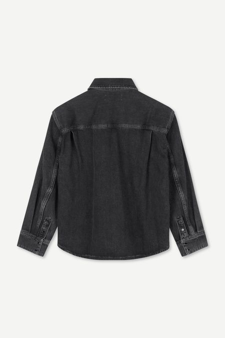 Veste en jean noire en coton bio - ellen overshirt black blizzard, Samsoe Samsoe, photo 7