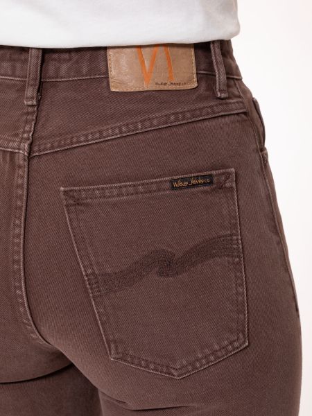 Jean mom marron en coton bio - breezy britt washed cinnamon, Nudie Jeans, photo 2
