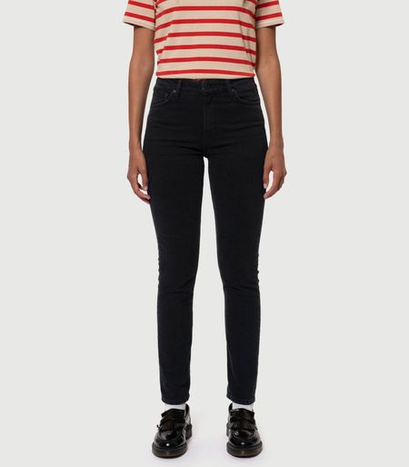 Jean slim en coton bio | noir "mellow mae so black"