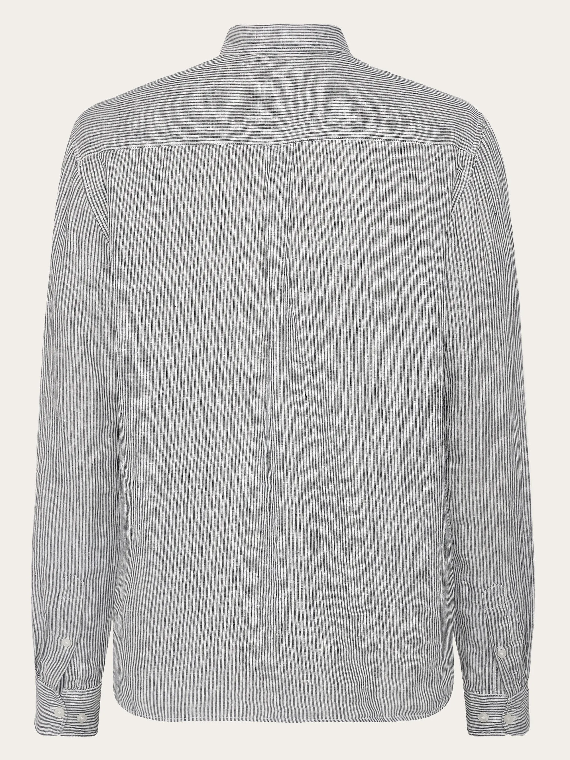 Chemise en lin bio | rayé "regular striped linen shirt total eclipse", Knowledge Cotton Apparel, photo 7