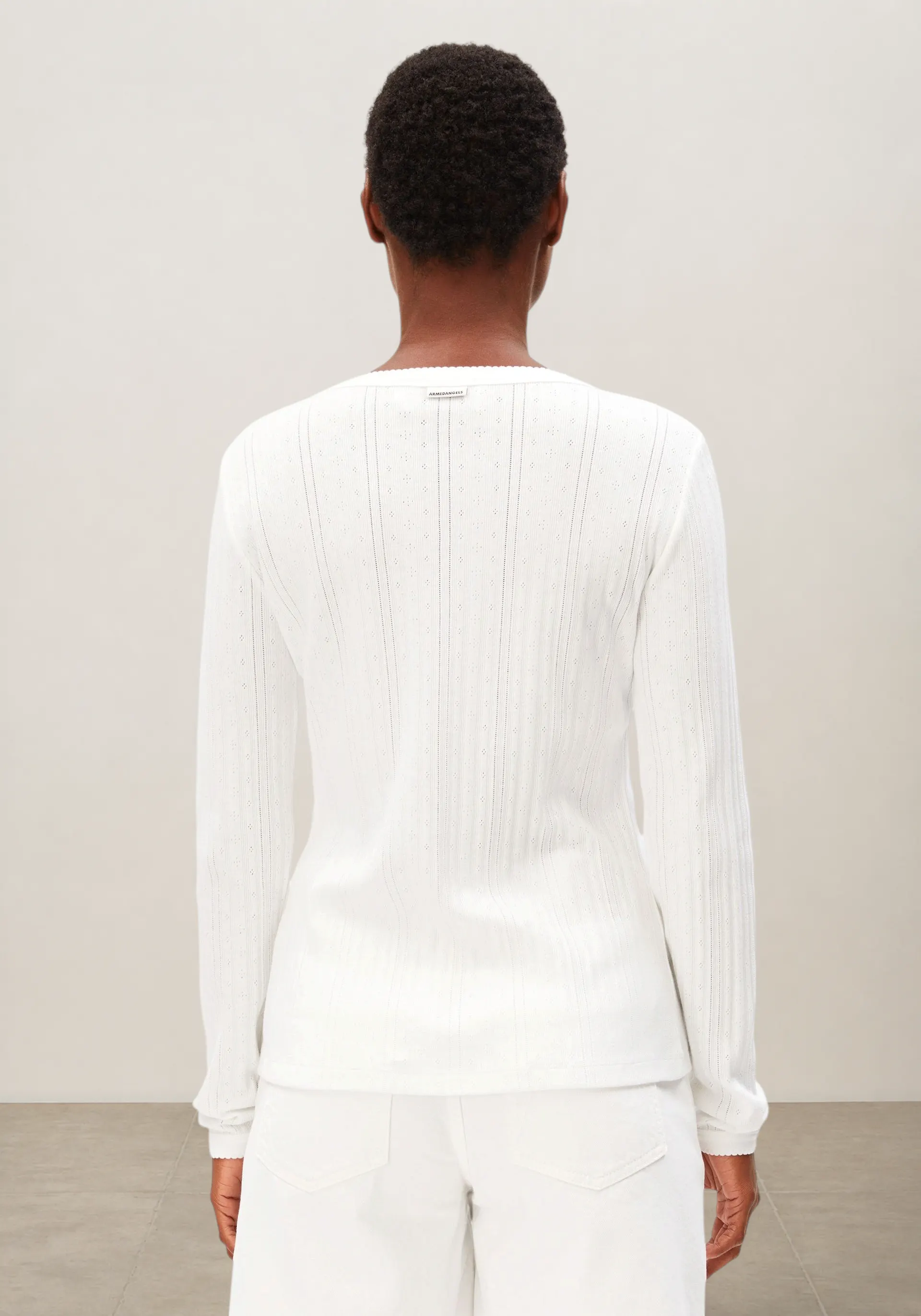 Cardigan léger pointelle en coton bio | blanc "Pointelle cardigan - white", Armedangels, photo 3