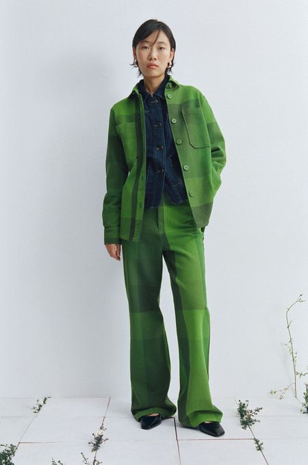 Surchemise en coton bio | vert "central blanket norita overshirt - multicolor"
