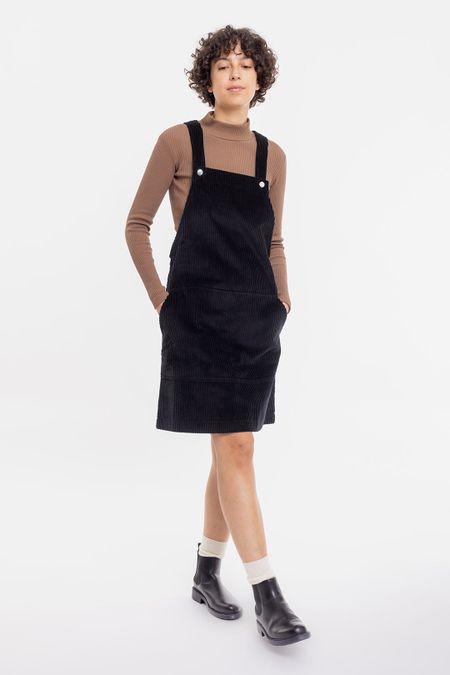 Robe salopette noire en coton bio - dungaree corduroy dress black, Rotholz, photo 5