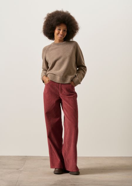 Pantalon large velours en coton bio | rouille "Mahogany corduroy hedda pants brown", Thinking Mu, photo 4