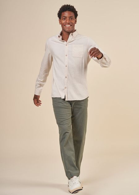 Chino en flanelle de coton bio | vert forêt "chuck flannel chino pants forrest night, Knowledge Cotton Apparel, photo 5