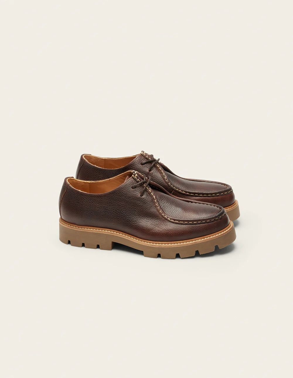 Derbys aus zertifiziertem Leder | Braun "gontran - pull-up grainé marron", Odaje ex M.Moustache, Foto 1