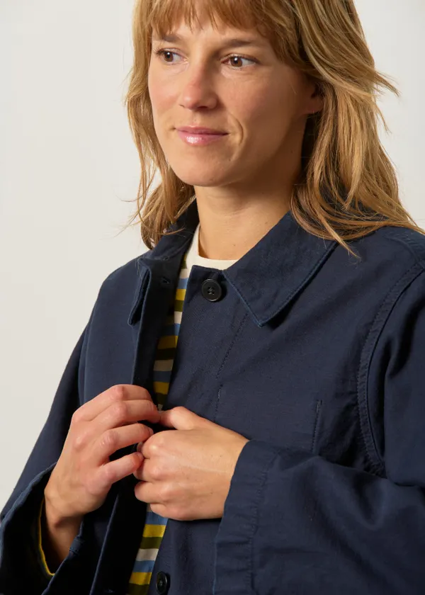 Veste en coton bio | bleu "Lovis jacket back sateen - indigo", Nudie Jeans