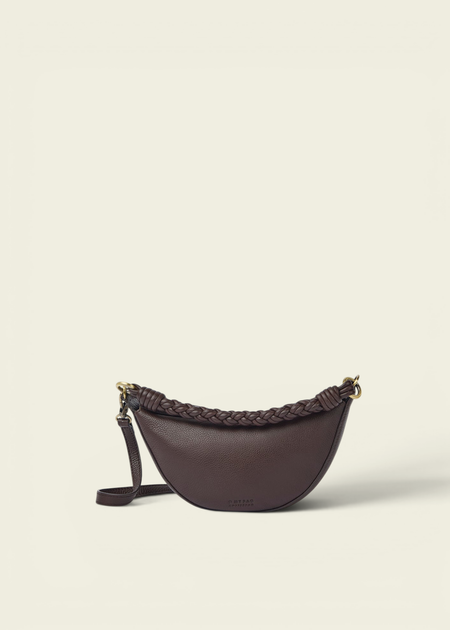 Sac à en cuir certifié | chocolate "leo mini - chocolate soft grain (twisted handle)" - O My Bag