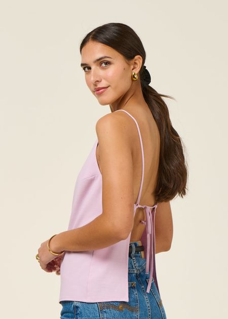 Top dos nu en coton bio | rose "ciconia - light orchid" - Jan'n June