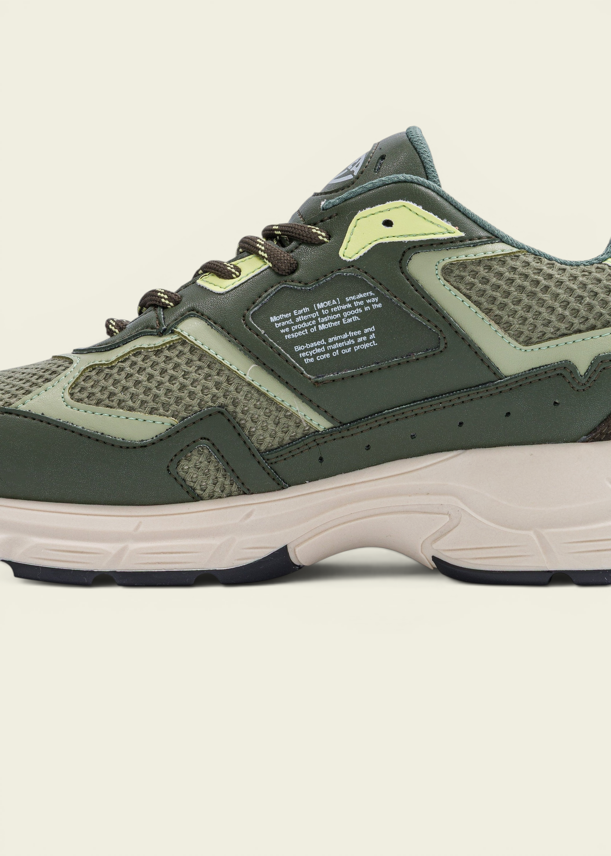 Vegane Sneaker | Beige "rush - green acid", Moea, Foto 3