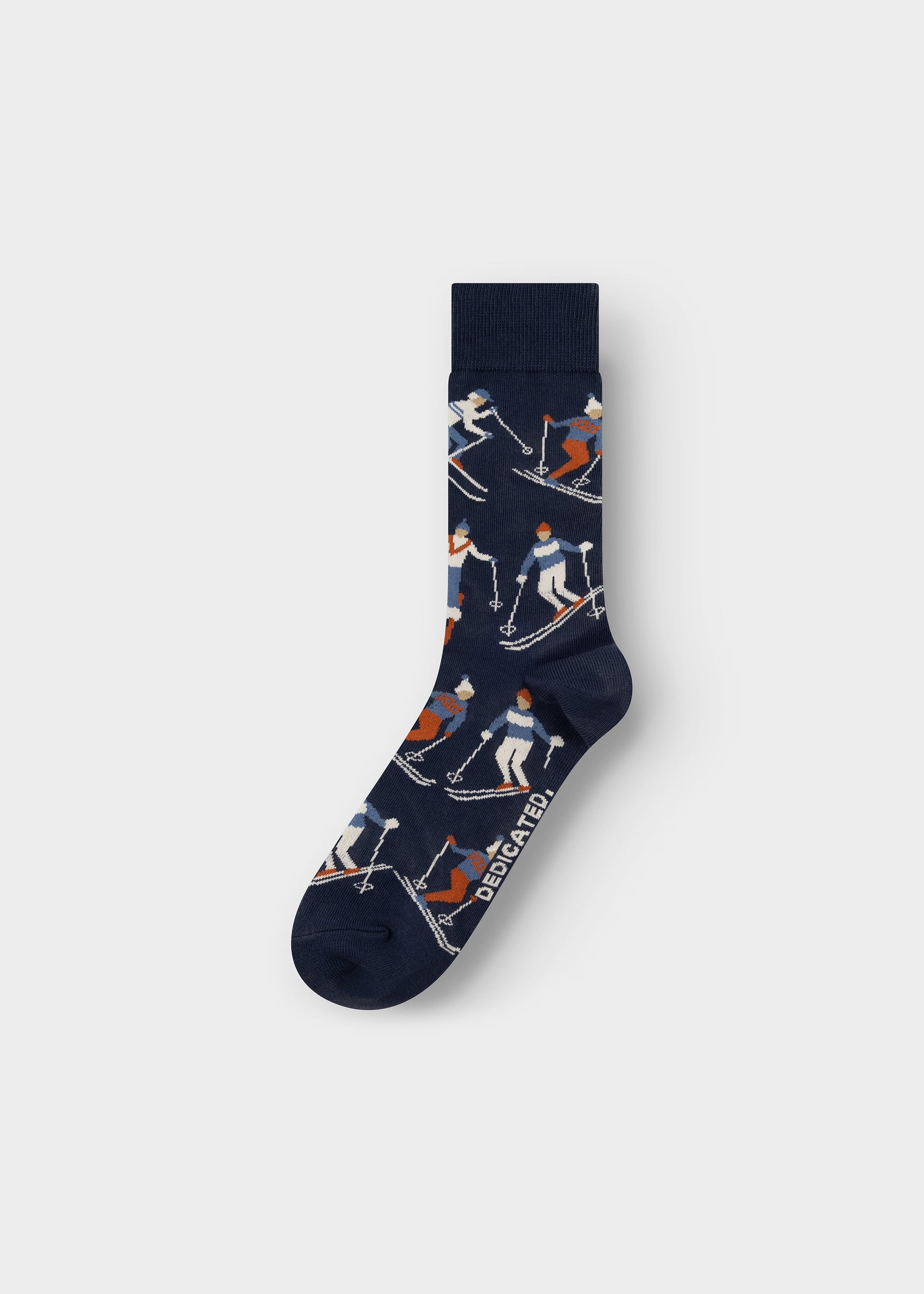 Chaussettes brodées en coton bio | bleu "sigtuna- ski team", Dedicated, photo 1