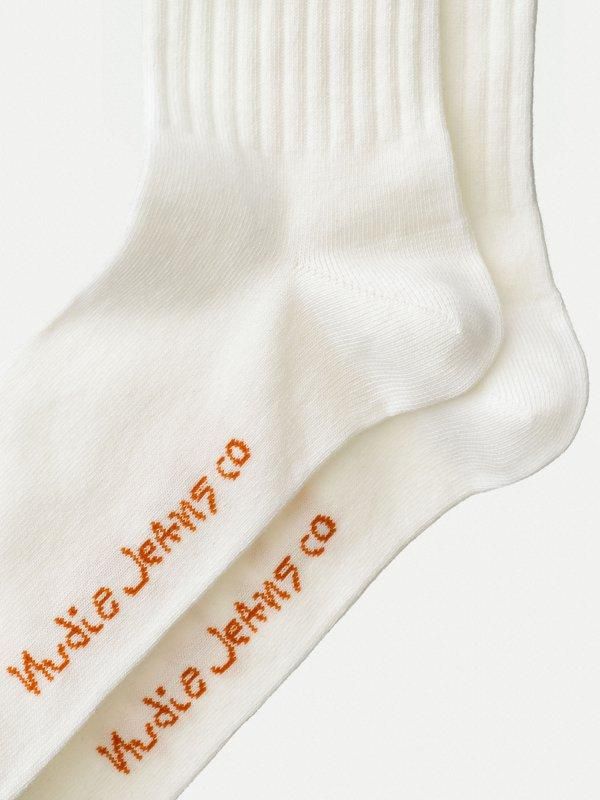 Chaussettes hautes blanc et marine en coton bio - amundsson sport, Nudie Jeans, photo 3