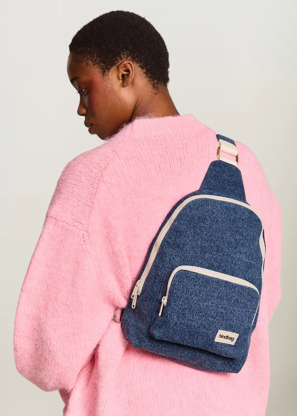 Sling bag en coton bio | bleu "felix denim bleu foncé", Hindbag