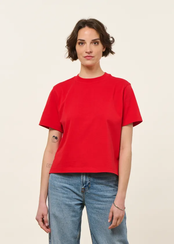 T-shirt boxy en coton bio | rouge, WeDressFair