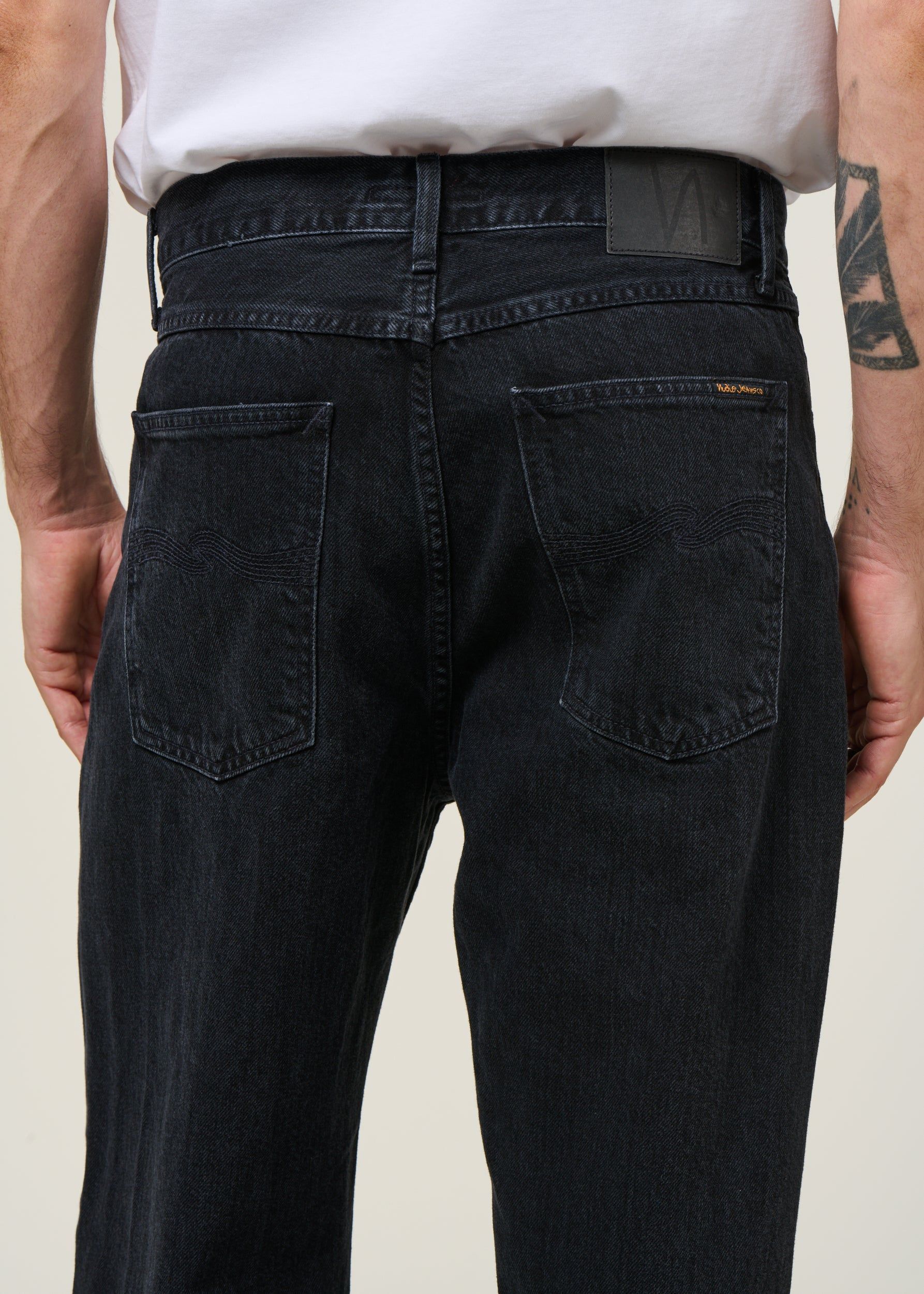 Jean droit large en coton bio | noir "tuff tony black vintage wash", Nudie Jeans, photo 3