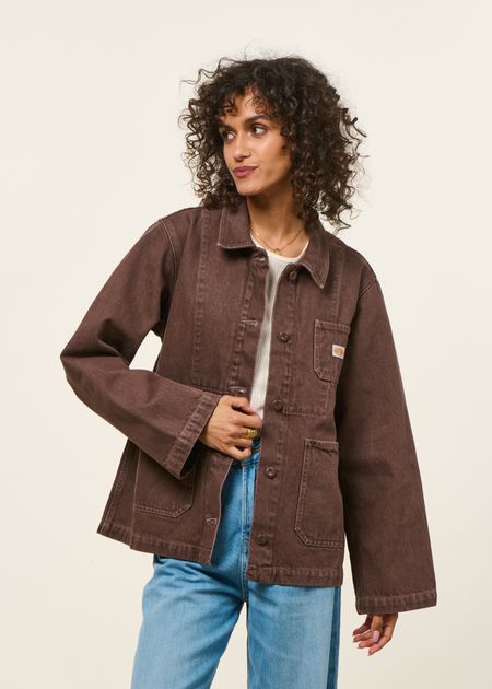 Veste denim en coton bio | marron "ada workwear - jacket-espresso" - Nudie Jeans