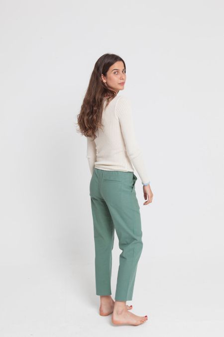 Pantalon droit vert en coton bio - dafne, Thinking Mu, photo 4