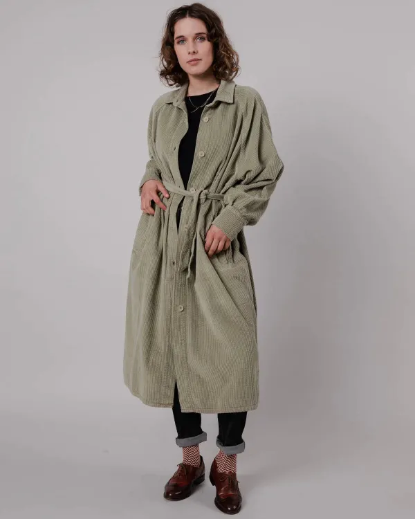 Trench velours en coton bio | kaki clair "corduroy jacket pale green", Brava Fabrics