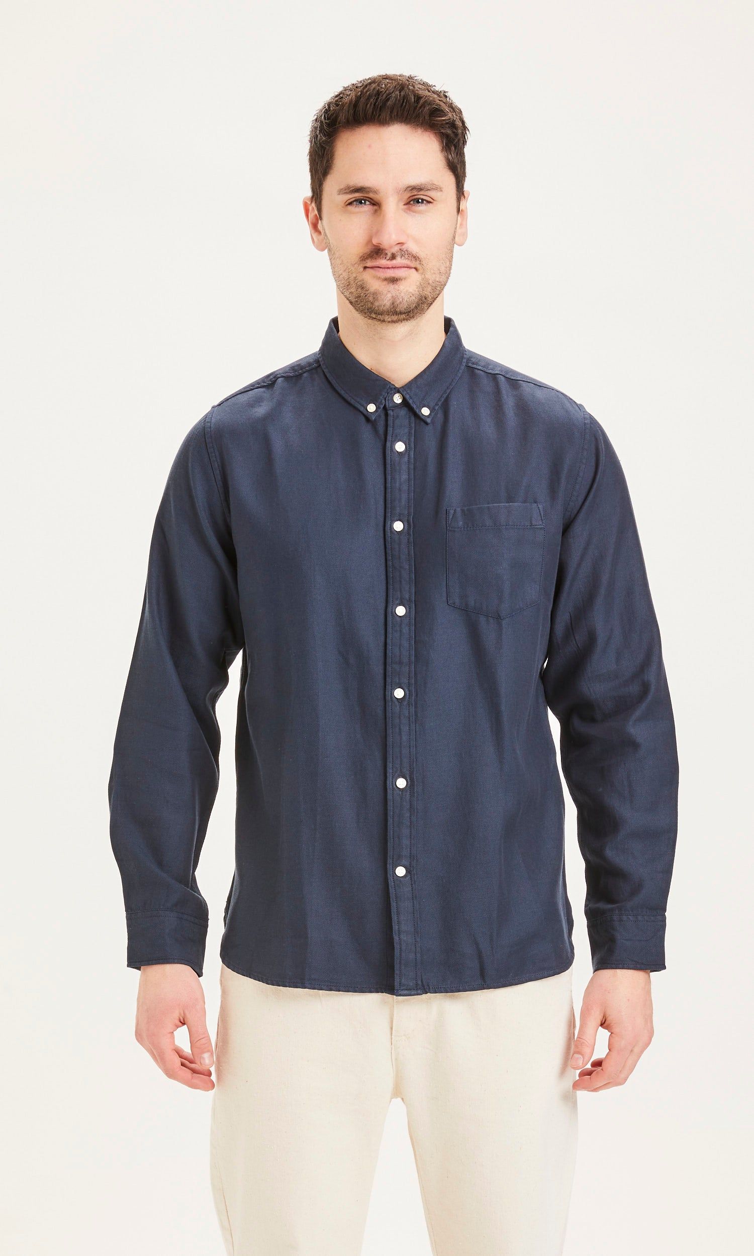 Chemise bleue en tencel et coton bio - larch dark denim, Knowledge Cotton Apparel, photo 1
