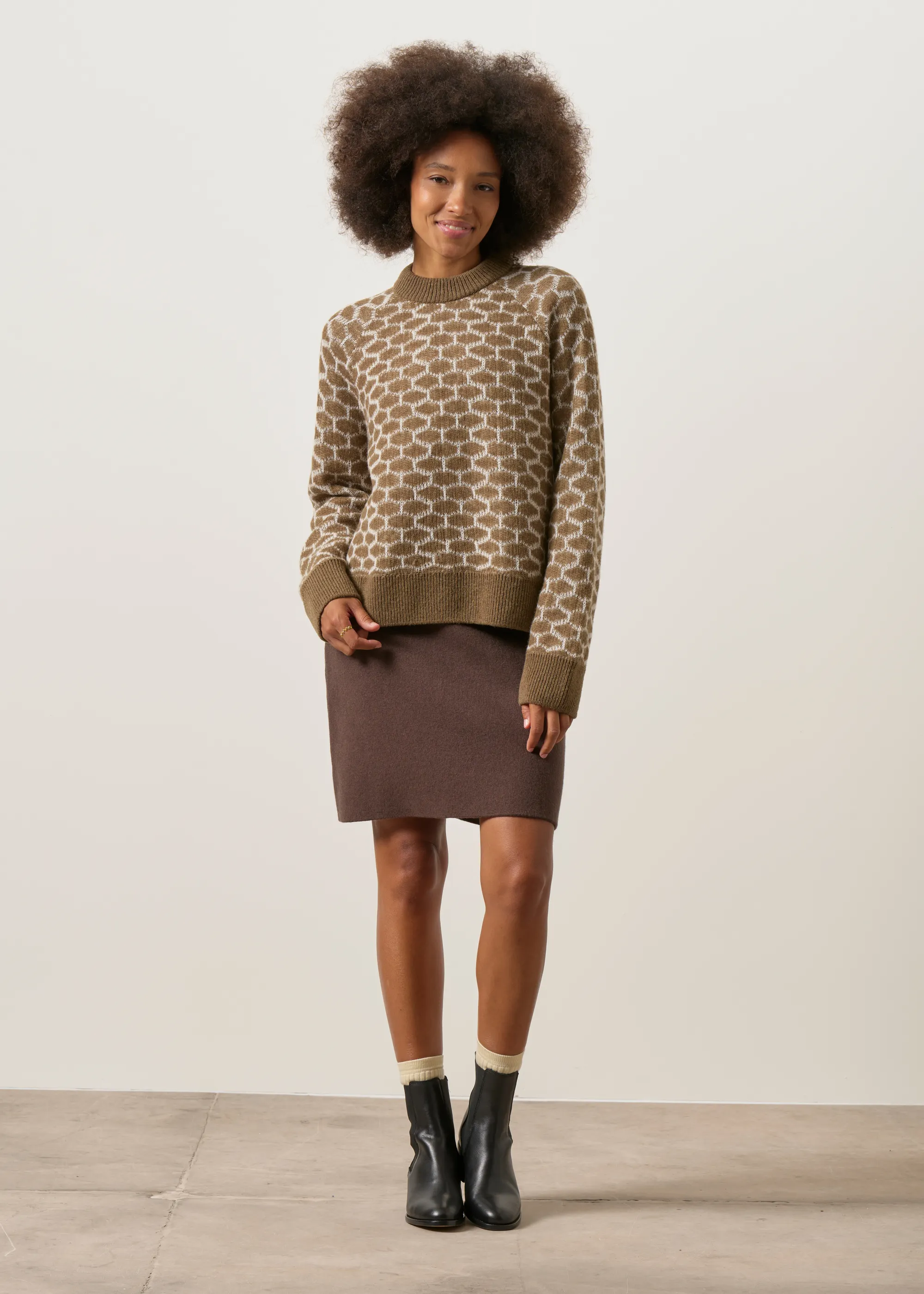 Jupe courte maille en maille et coton bio | marron , Armedangels, photo 5