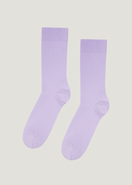 Chaussettes hautes lilas en coton bio - soft lavender