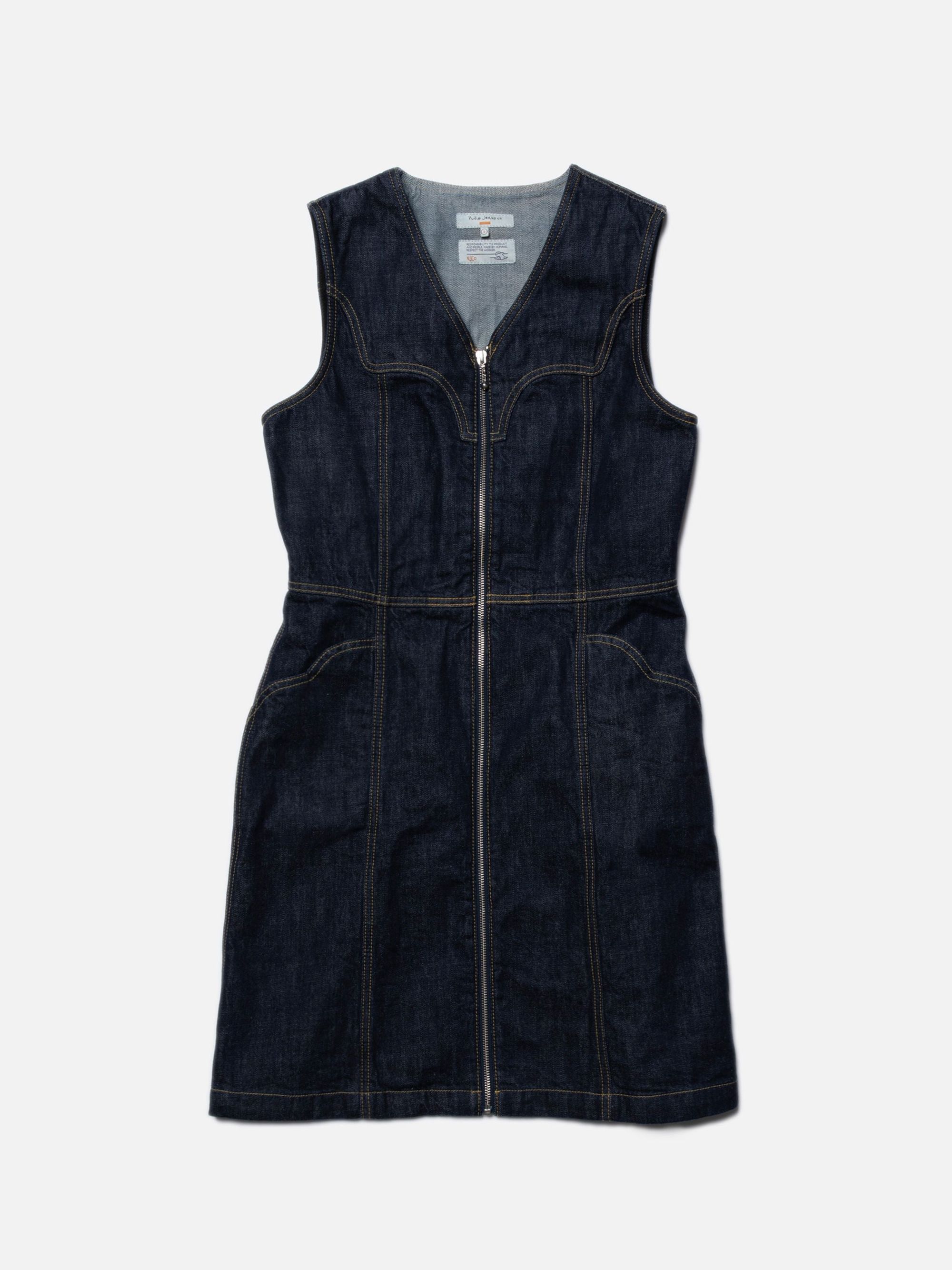 Robe denim en coton bio | brut "ina denim dress one wash dark blue", Nudie Jeans, photo 2
