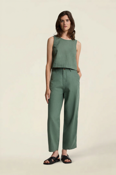 Pantalon ballon en lin | vert "Leila - dark forest" - Kings of Indigo