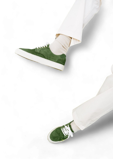 Baskets basses en suède et cuir certifié | vert "alexandre vert"