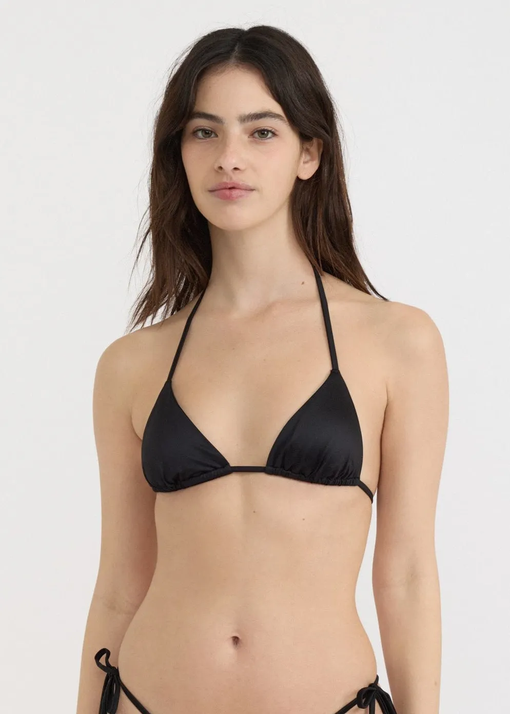 Haut de maillot en matières recyclées | noir brillant "solar swim triangle bikini top - shimmer night", Organic Basics, photo 1