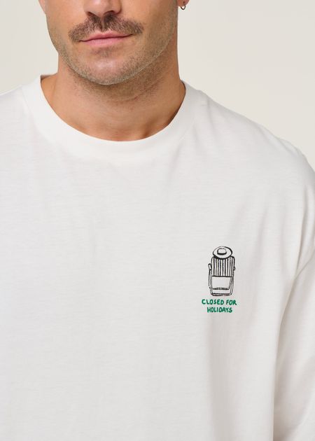 T-shirt en coton bio | blanc "closed - natural", Bask in the Sun, photo 3