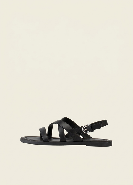 Sandales en cuir certifié | noir "Zaida black - black"