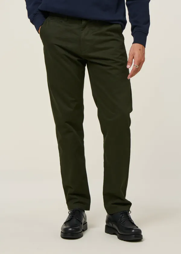 Chino droit en coton bio | vert forêt "chuck regular chino twill pants forrest night", Knowledge Cotton Apparel